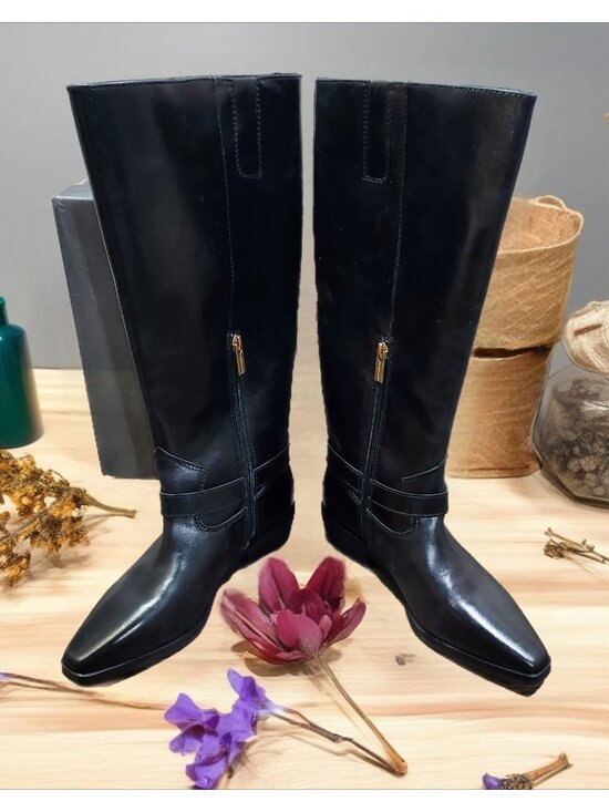 Vince Camuto Shoes - Vince Camuto Melise Extra Wide Calf Black Leather Knee High Boots Size 6.5 W NWT